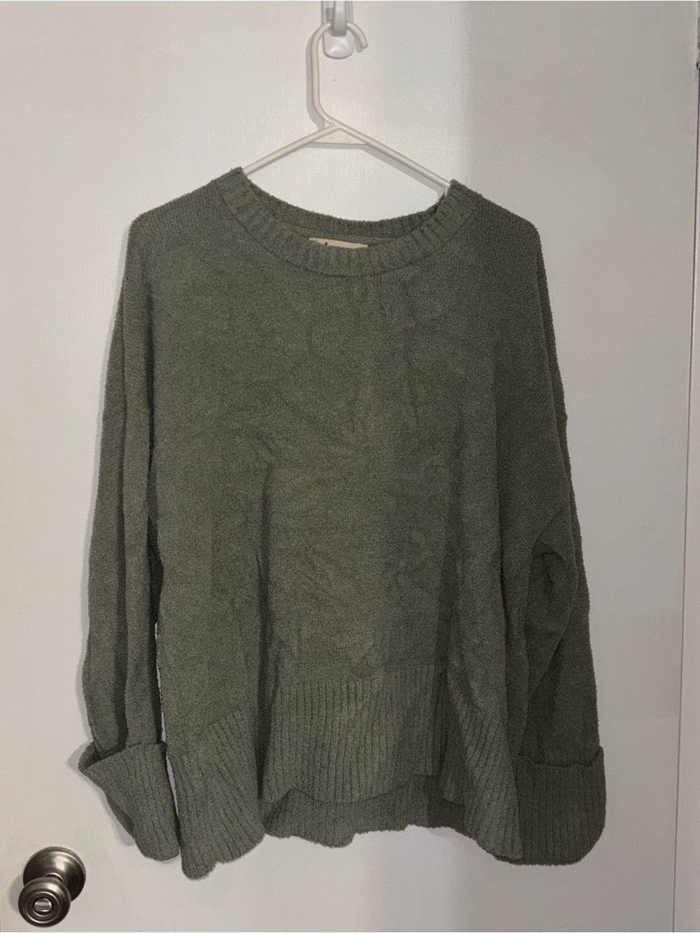 Relaxed Olive Green Crewneck Sweater